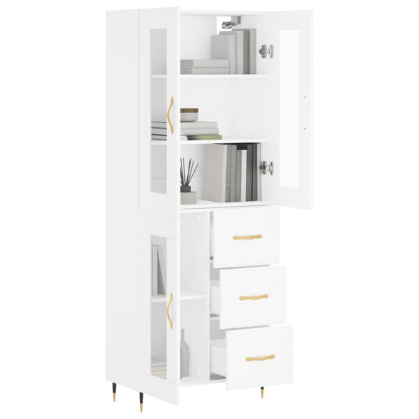 vidaXL Skř&iacute;ň highboard b&iacute;l&aacute; 69,5 x 34 x 180 cm kompozitn&iacute; dřevo