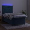 vidaXL Box spring postel s matrac&iacute; a LED tmavě modr&aacute; 80 x 200 cm samet