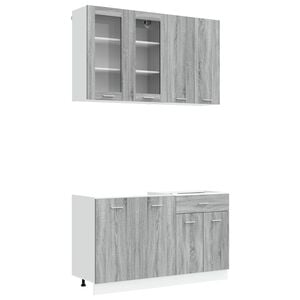 vidaXL Kuchyňsk&aacute; jednotka LYON 4 pcs &Scaron;ed&yacute; Sonoma Kompozitn&iacute; dřevo