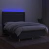 vidaXL Box spring postel s matrac&iacute; a LED tmavě &scaron;ed&aacute; 140x190 cm textil