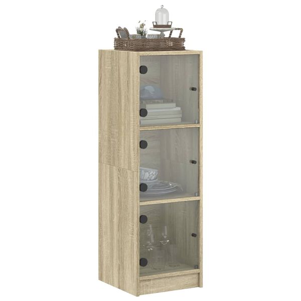 vidaXL Highboard se skleněn&yacute;mi dv&iacute;řky dub sonoma 35 x 37 x 109 cm