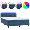 vidaXL Box spring postel s matrac&iacute; a LED tmavě modr&aacute; 140x190 cm samet