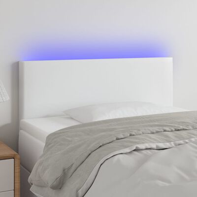 vidaXL Čelo postele s LED bílé 80 x 5 x 78/88 cm umělá kůže