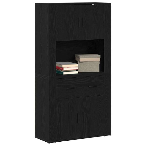vidaXL Highboard Čern&yacute; dub 80 x 33 x 150 cm Kompozitn&iacute; dřevo