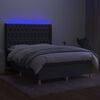 vidaXL Box spring postel s matrac&iacute; a LED tmavě &scaron;ed&aacute; 140x190 cm textil