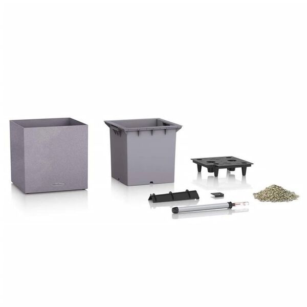 LECHUZA Truhl&iacute;k CANTO Stone 30 Low ALL-IN-ONE kamenně &scaron;ed&yacute;