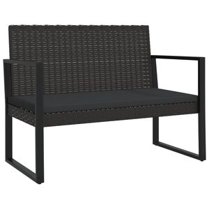 vidaXL Zahradn&iacute; lavice s podu&scaron;kami čern&aacute; 106 cm polyratan