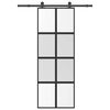 vidaXL Posuvn&eacute; dveře s kov&aacute;n&iacute;m 76x205 cm tvrzen&eacute;ho sklo a hlin&iacute;k