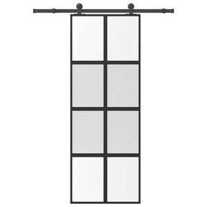 vidaXL Posuvn&eacute; dveře s kov&aacute;n&iacute;m 76x205 cm tvrzen&eacute;ho sklo a hlin&iacute;k