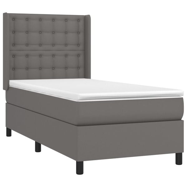 vidaXL Box spring postel s matrac&iacute; &scaron;ed&aacute; 90x190 cm uměl&aacute; kůže