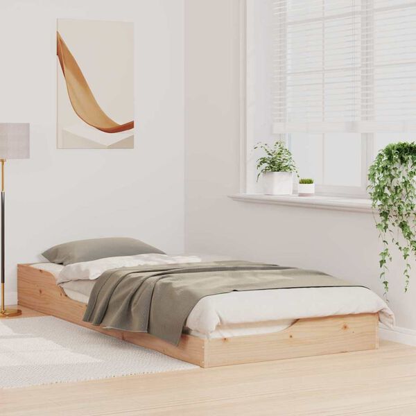 vidaXL R&aacute;m postele Hněd&aacute; 90 x 220 cm Masivn&iacute; borov&eacute; dřevo