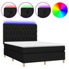 vidaXL Box spring postel s matrac&iacute; a LED čern&aacute; 140x190 cm textil