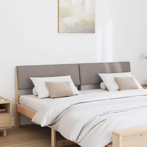 vidaXL Čalouněn&eacute; čelo postele Taupe 200 cm Masivn&iacute; borov&eacute; dřevo