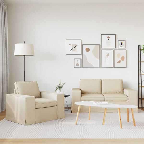 vidaXL Set pohovek 2 pcs Kr&eacute;mov&aacute; 182 x 80 x 82 cm textil