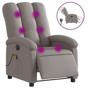 vidaXL Elektrick&eacute; mas&aacute;žn&iacute; polohovac&iacute; křeslo taupe textil