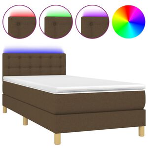 vidaXL Box spring postel s matrac&iacute; a LED tmavě hněd&aacute; 80x200 cm textil