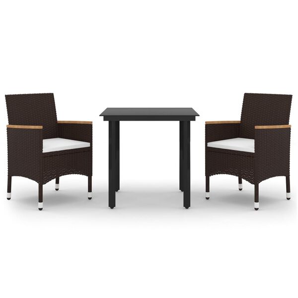 vidaXL 3d&iacute;ln&yacute; zahradn&iacute; j&iacute;deln&iacute; set s podu&scaron;kami polyratan a sklo