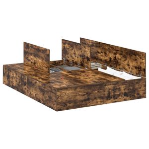 vidaXL R&aacute;m postele s &uacute;ložn&yacute;m prostorem Kouřov&yacute; dub 140 x 190 cm