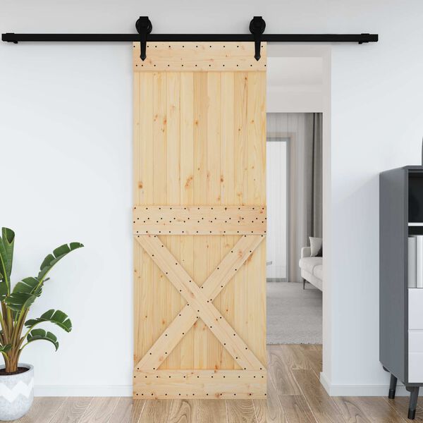 vidaXL Dveře NARVIK Př&iacute;rodn&iacute; 85 x 210 cm Masivn&iacute; borov&eacute; dřevo