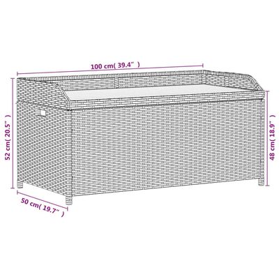 vidaXL Úložná lavice šedá 100 x 50 x 52 cm polyratan a akáciové dřevo