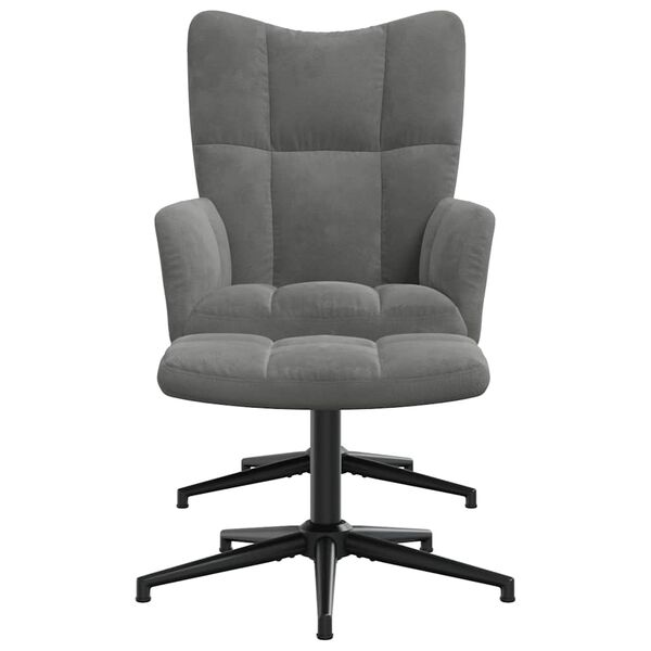 vidaXL Relaxačn&iacute; křeslo se stoličkou tmavě &scaron;ed&eacute; samet