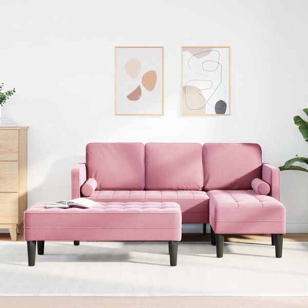 vidaXL Set pohovek s pol&scaron;t&aacute;řem 2 pcs Růžov&aacute; Polyester