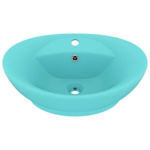 vidaXL Luxusn&iacute; umyvadlo přepad ov&aacute;ln&eacute; světle zelen&eacute; 58,5x39cm keramika