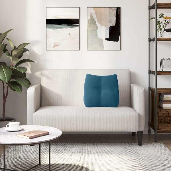 vidaXL Polštář na záda Modrá 45 x 24 x 50 cm samet