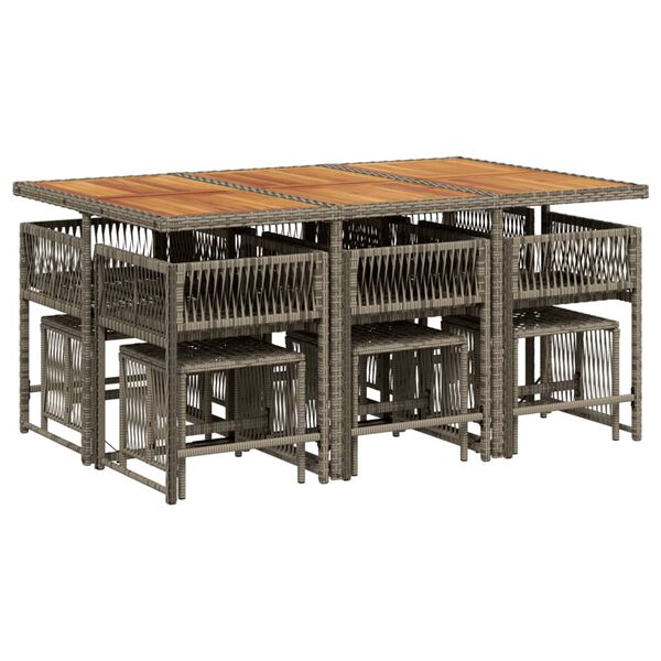 vidaXL 11d&iacute;ln&yacute; zahradn&iacute; j&iacute;deln&iacute; set s podu&scaron;kami &scaron;ed&yacute; polyratan