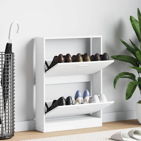 vidaXL Botn&iacute;k b&iacute;l&yacute; 59 x 17 x 81 cm, z uměl&eacute;ho dřeva