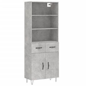 vidaXL Skř&iacute;ň highboard betonově &scaron;ed&aacute; 69,5x34x180 cm kompozitn&iacute; dřevo