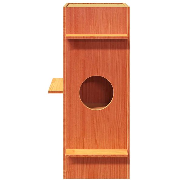 vidaXL Kočičí domeček voskově hnědá 43x43x90 cm masivní borové dřevo