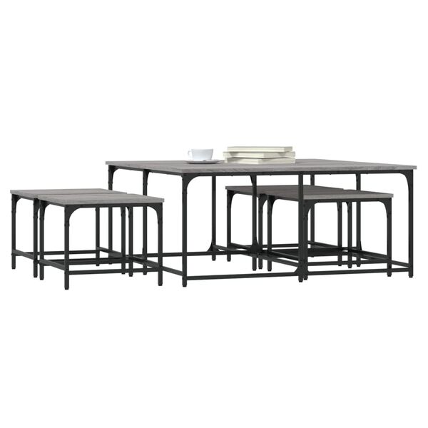 vidaXL Hn&iacute;zdov&eacute; konferenčn&iacute; stolky 5 ks &scaron;ed&eacute; sonoma kompozitn&iacute; dřevo