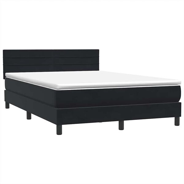 vidaXL Box spring postel s matrac&iacute; čern&aacute; 160x210 cm samet
