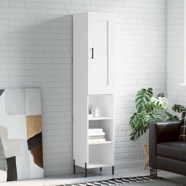 vidaXL Skř&iacute;ň highboard b&iacute;l&aacute; 34,5 x 34 x 180 cm kompozitn&iacute; dřevo