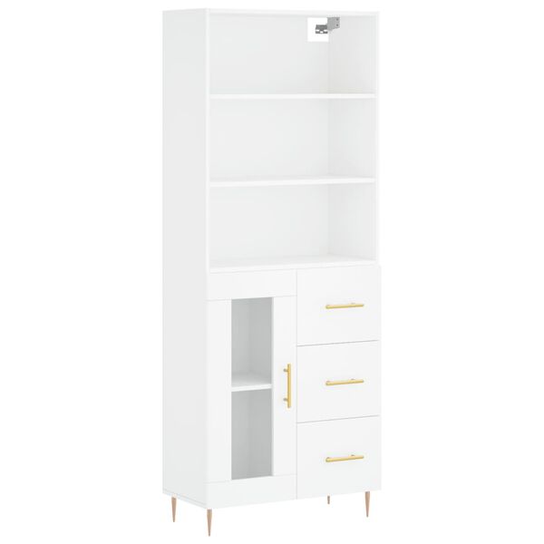 vidaXL Skř&iacute;ň highboard b&iacute;l&aacute; 69,5 x 34 x 180 cm kompozitn&iacute; dřevo