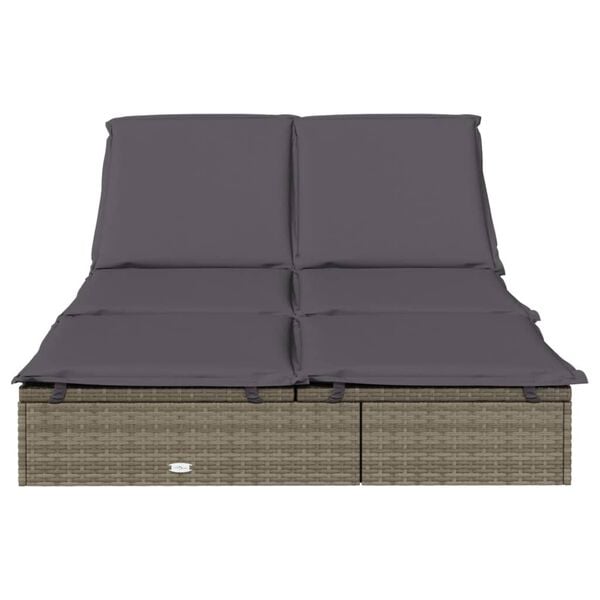 vidaXL Zahradn&iacute; leh&aacute;tko pro 2 osoby s podu&scaron;kami &scaron;ed&eacute; polyratan