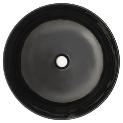 vidaXL Keramické umyvadlo kulaté černé 41,5 x 13,5 cm
