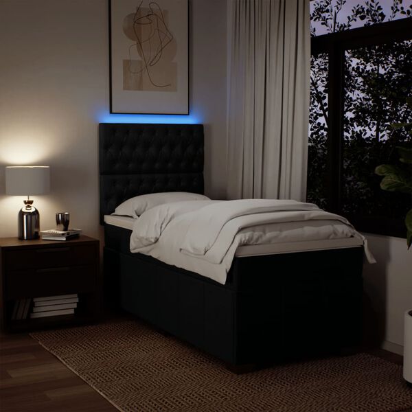 vidaXL Box spring postel s matrac&iacute; čern&aacute; 80 x 200 cm textil