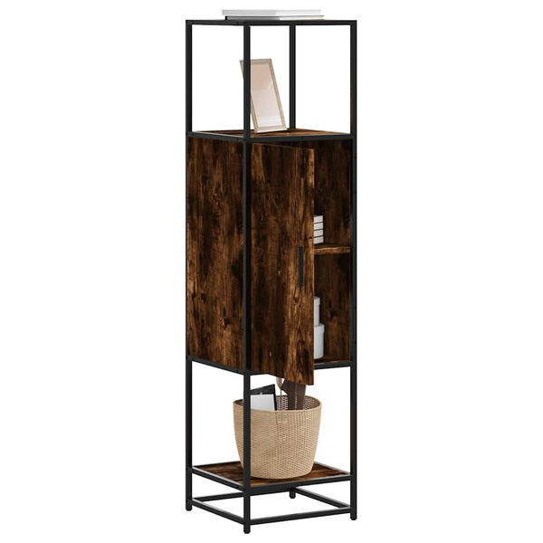 vidaXL Skř&iacute;ň highboard kouřov&yacute; dub 35,5x35x139 cm kompozit a kov