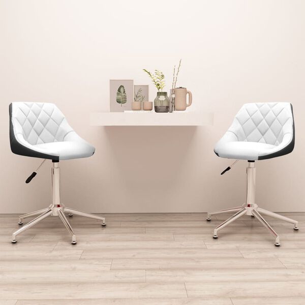 vidaXL Otočn&eacute; j&iacute;deln&iacute; židle 2 ks b&iacute;ločern&eacute; uměl&aacute; kůže