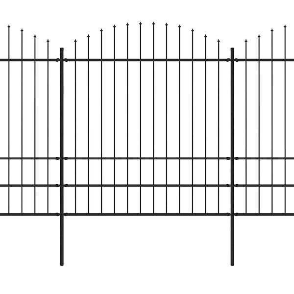 vidaXL Zahradn&iacute; plot s kop&iacute;m nahoře ocelov&yacute; 359 x 200 cm čern&yacute;