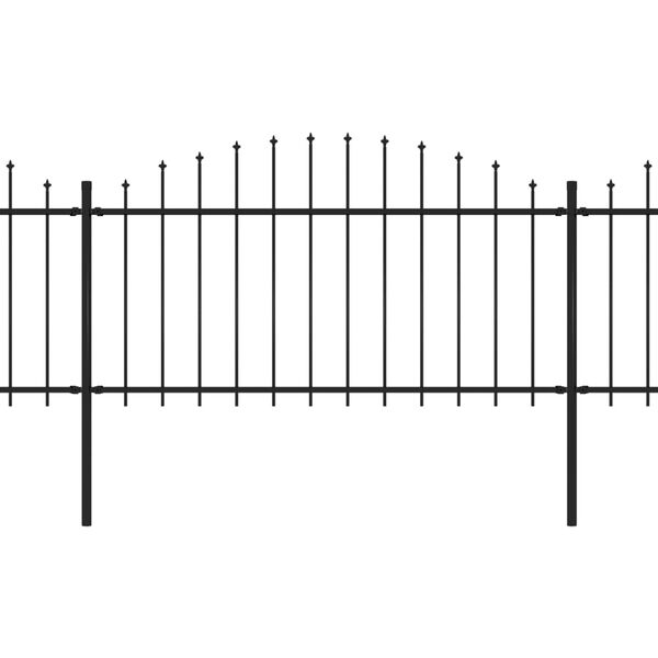 vidaXL Zahradní plot s kopím nahoře ocelový 714,5 x 150 cm černý