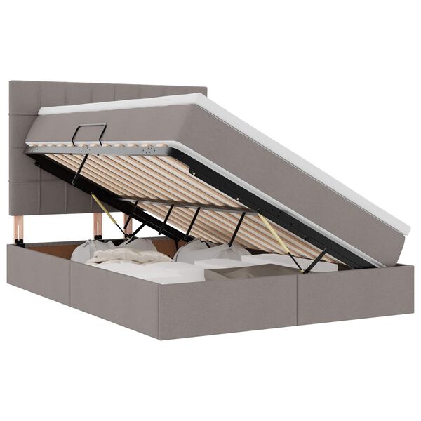 vidaXL Postel s &uacute;ložn&yacute;m prostorem a LED osvětlen&iacute;m Taupe 140 x 190 cm