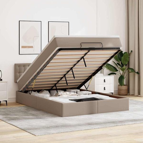 vidaXL Osmansk&yacute; postel s matracemi&LED cappuccino 140x200cm uměl&aacute; kůže