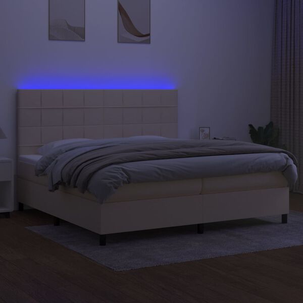 vidaXL Box spring postel s matrac&iacute; a LED kr&eacute;mov&aacute; 200x200 cm textil