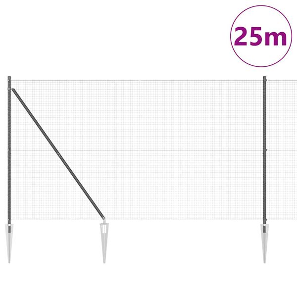 vidaXL Plotov&yacute; sloupek. &Scaron;ed&aacute; 25 x 1,6 m (25 x 25 mm s&iacute;ť) Ocel a PVC