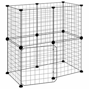vidaXL 12panelov&aacute; ohr&aacute;dka pro zv&iacute;řata s dv&iacute;řky čern&aacute; 70 x 35 x 70 cm ocel