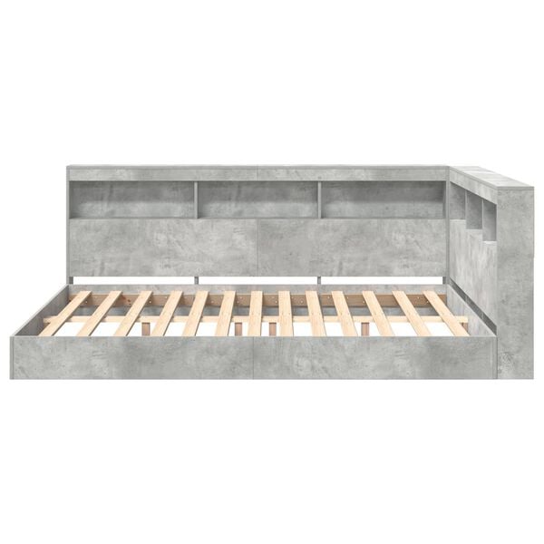 vidaXL Knihovna postel Betonov&aacute; &scaron;ed&aacute; 160 x 200 cm Kompozitn&iacute; dřevo