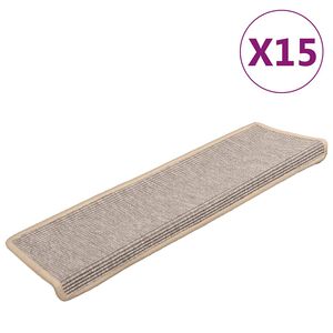 vidaXL Schodov&eacute; rohože 15 ks 65 x 21 x 4 cm stř&iacute;brn&eacute; s obd&eacute;ln&iacute;kov&yacute;m okrajem